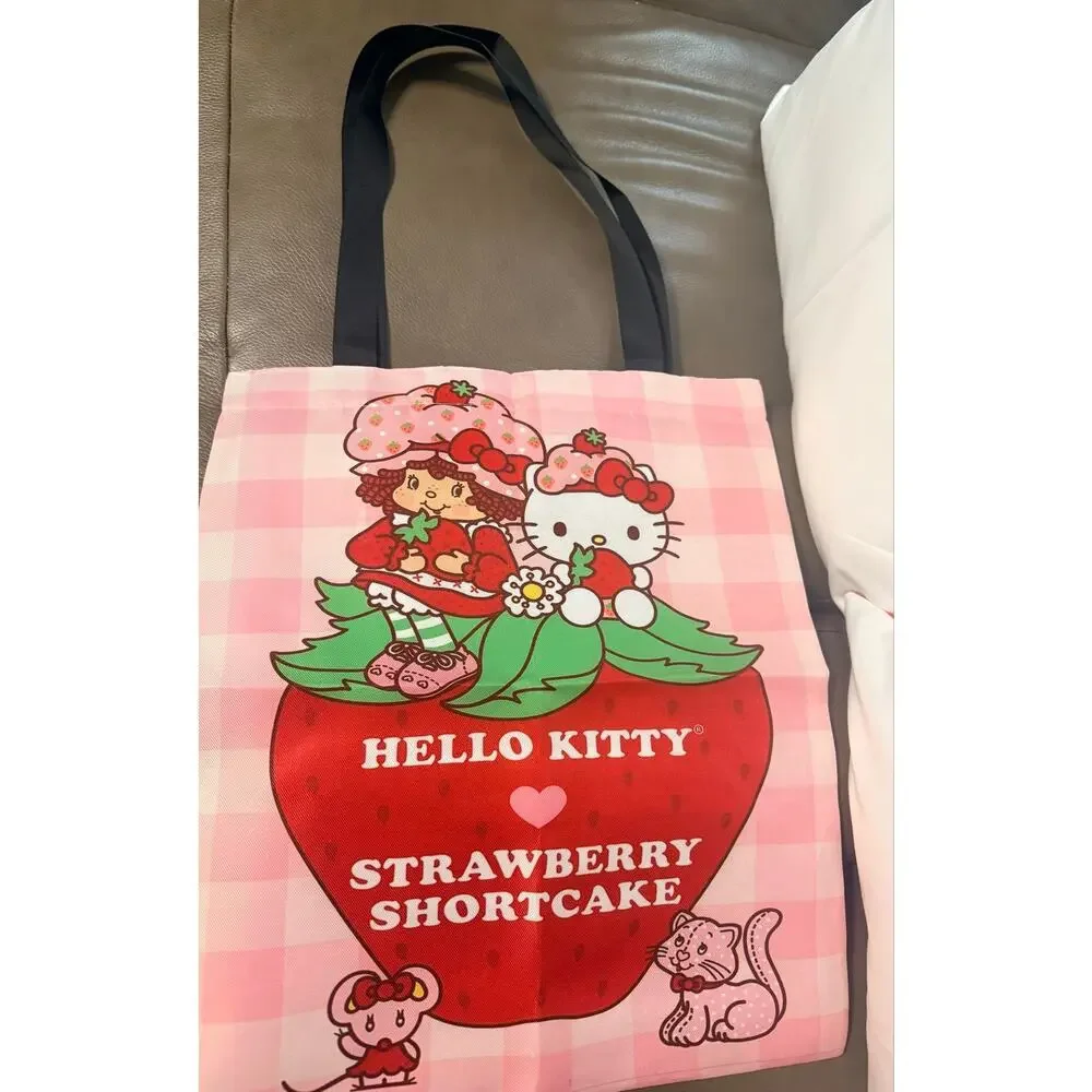 Two Strawberry Shortcake Pillows & Tote Bag.Pillows Have Checkered Background